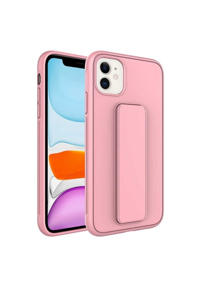Apple Uyumlu iPhone 12 Kılıf Zore Qstand Kapak Pembe