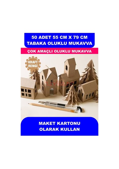 50 Adet 55cm X 79cm Baskısız Tabaka Oluklu Mukavva, Çocuk Etkinlik Kartonu, Maket Kartonu, Kargo Kartonu