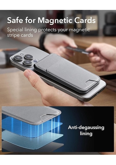 Esr Apple Uyumlu iPhone Standlı Cüzdan Halolock Magsafe Wallet Gri Gri
