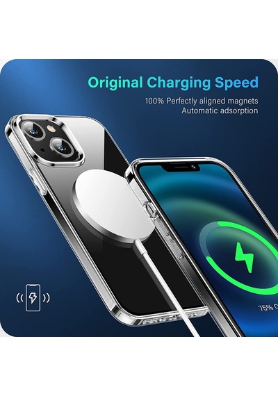 Apple Uyumlu iPhone 13 Mini Kılıf Magsafe Magnetic Crystal - Şeffaf