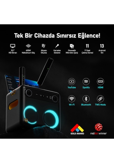Ikarao Break X2 300 W 10" Taşınabilir Karaoke Bluetooth Hoparlör Seti