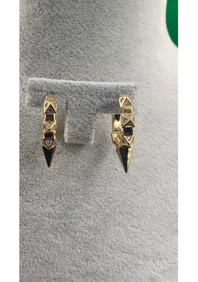 Xuping Rose Gold Geometrik Desenli Taşlı Kadın Küpe Gold
