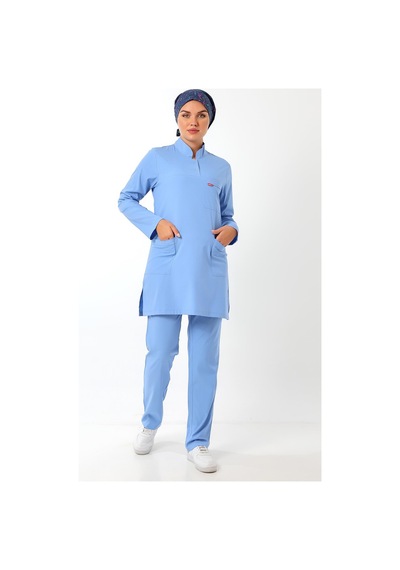 Soft Likralı Tesettür Forma Takım İki Çıtçıt - 6413 Açık Mavi-12076 6413 Açık Mavi