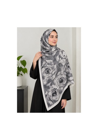 Ardün Hijab Desenli Bambu Kraş Şal Tok Duran Kadın Şal Gri - 938101579 Gri