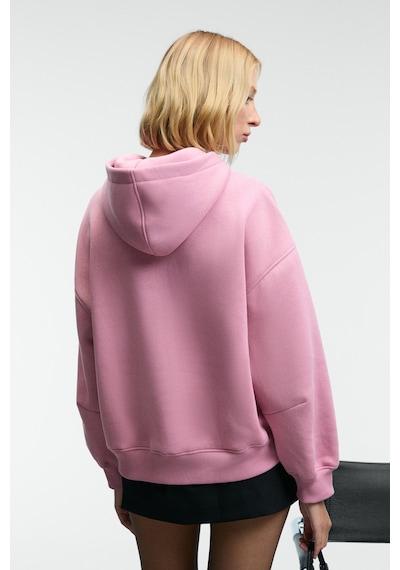 Grımelange Kıkres Kadın Kapüşonlu Nakış Detaylı Oversize Koyu Pembe Sweatshirt Koyu Pembe