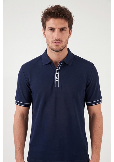Buratti Pamuklu Regular Fit Yarım Fermuarlı Polo T Shirt Erkek Polo Yaka T Shirt 5904073 İndigo