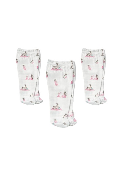 % 100 Pamuk Müslin Patikli Alt 3 Lü Set Bébé Lapin Rose Yndgnalt-1018