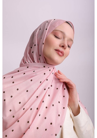 Ayshara Puan Desenli Tek Taraflı Şal - Pembe