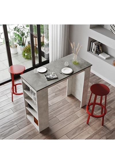 Robinhome Robin Home Thales Bar Masası Mutfak Yemek Masası Beton-Taş St1-Gt