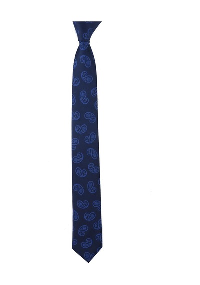 Esgue Dar Kesim Lacivert Şal Desen Slim 6 Cm. Hand Made Kravat