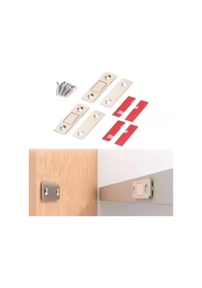 Zhltools 2 Çift Çok Amaçlı Kapı Kapak Dolap Çekmece Mobilya Durdurucu Kapatıcı Mıknatıslar Gümüş