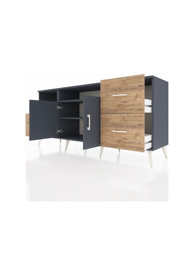 Hyperion Konsol 3 Raflı 4 Çekmeceli 2 Kapaklı 176x44x83 Antrasit-antrasit/çam Antrasit/çam Hyperion Konsol 3 Raflı 4 Çekmeceli 2 Kapaklı 176x44x83 Antrasit-antrasit/çam Antrasit/çam