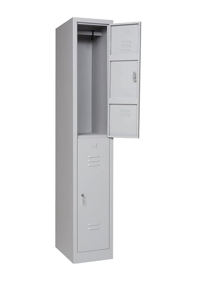 Metal Elbise Dolabı, Kilitlenebilir Dolap, Soyunma Dolabı, Elbise Dolabı, 2 Bölmeli Dolap Gri