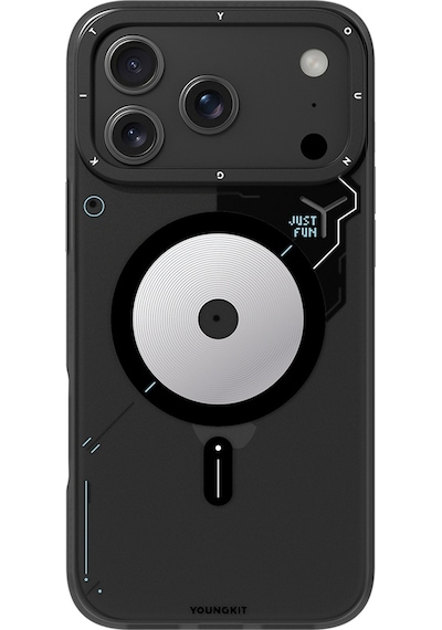 Apple Uyumlu iPhone 17 Pro Kılıf M-safe Şarj Özellikli Disk Desenli Youngkit Disc Battle Kapak Siyah Siyah