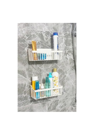 6'lı Yapışkanlı Banyo Düzenleyici Seti, Beyaz Renk 0