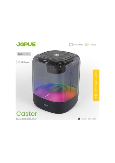 Jopus Castor Cam RGB Aydınlatmalı Bluetooth Hoparlör