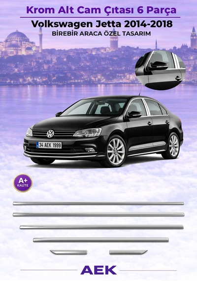 Vw Jetta Cam Çerçevesi 2014-2018 Paslanmaz Çelik