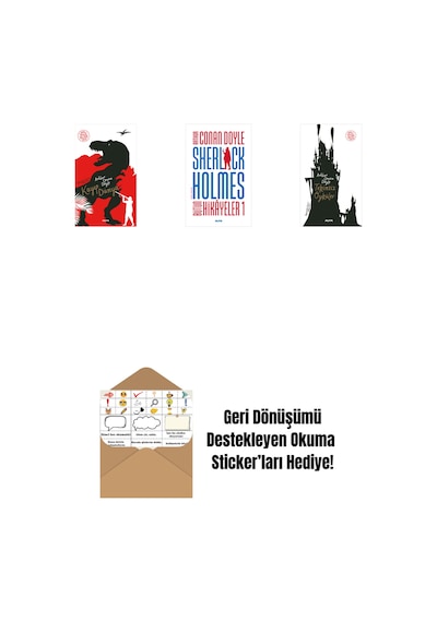 Kayıp Dünya + Sherlock Holmes - Bütün Hikayeler 1 Ciltli + Tekinsiz Öyküler + Okuma Sticker'ları