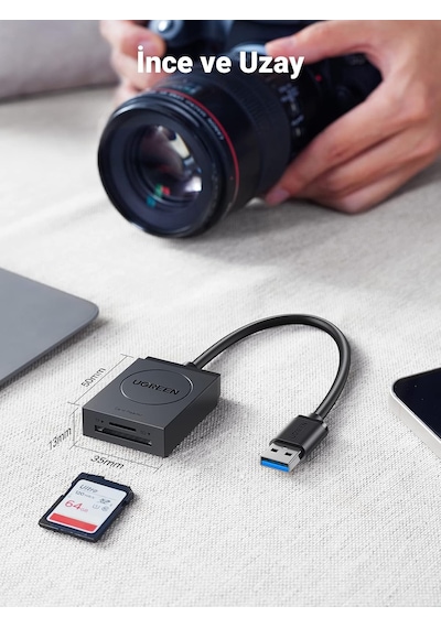 Usb 3.0 Tf Sd Kart Okuyucu, Siyah