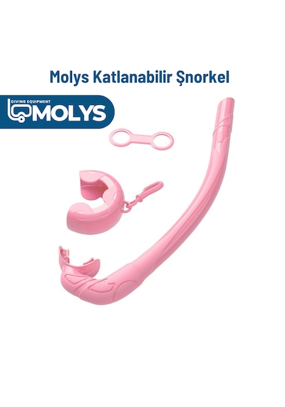 Molys Katlanabilir Şnorkel Hafif, Taşınabilir Ve Konforlu Kullanım Yer Kaplamaz Pembe