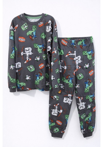 Mini Stella Kids Minecraft Desenli Erkek Çocuk Pijama Takımı Renkli