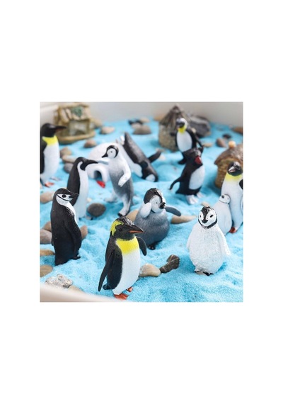 12 Li Penguen Hayvanları Mini Figür Oyuncak Et Malzeme