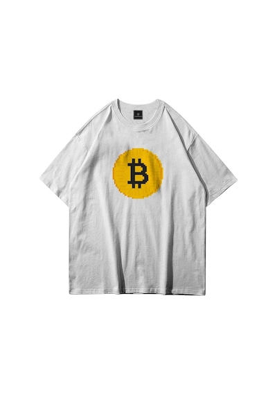 Tarzsokak Unisex Pixel Bitcoin Beyaz Tshirt