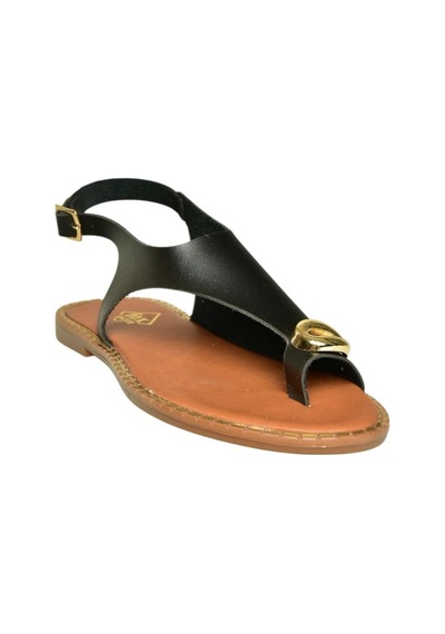 Fox Shoes U652227109 Siyah Kadın Sandalet Siyah-suni Deri