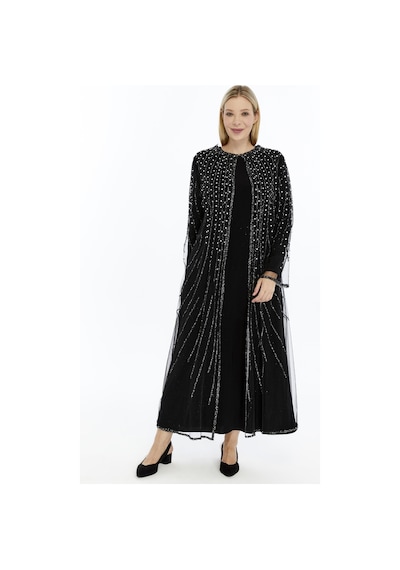 Modabanuda Betül 2'li Takım Taşlı Abaya Siyah