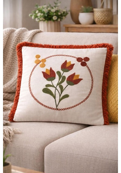 Premium Punch Nakış Kırlent 40 Cm X 40 Cm - 1 Adet Açık Beyaz Boyut