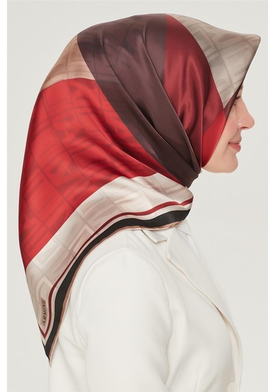 Armine İpek Eşarp Nostalji - 8516-30 Koyu Bordo Twill Koyu Bordo