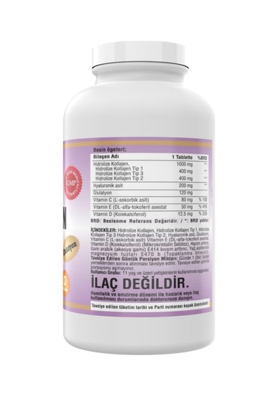 Hidrolize Collagen Tip 1-2-3 Glutatyon 300 Tablet X 2 Kutu