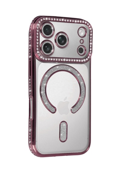 Mey İthalat Apple Uyumlu iPhone 17 Pro Max Joke Simli Magneticsafe Kılıf - Pembe