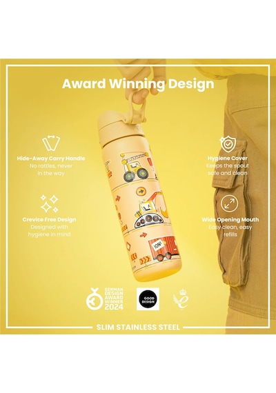 Ion8 - Paslanmaz Çelik İnce Suluk - İş Makineleri - 600 Ml - Sızdırmaz Çok Renkli