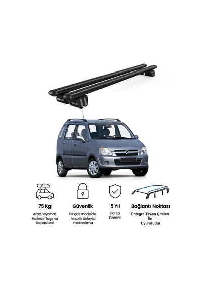 Pençe Opel Agila 2000-2008 Uyumlu Siyah Ara Atkı Port Bagaj Tavan Barı