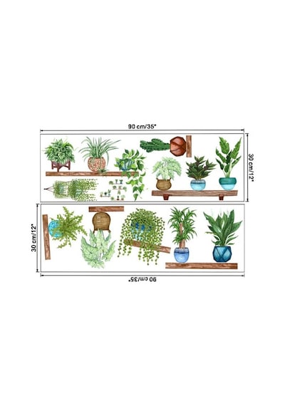 Raflı Saksılı Çiçek Tasarımlı Yapışkanlı Sticker Mc-480b 0.05 M
