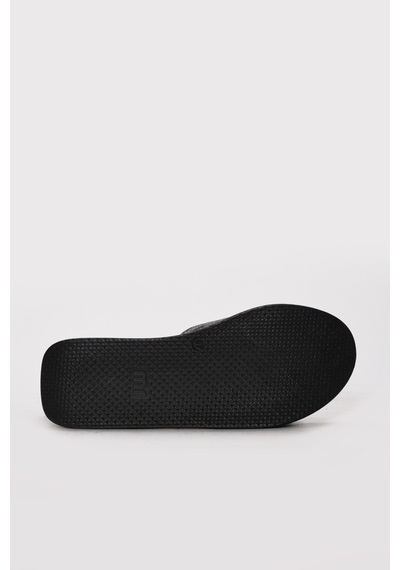 Fast Step Hakiki Deri Kadın Dolgu Topuk Terlik 275za2039dlg Siyah