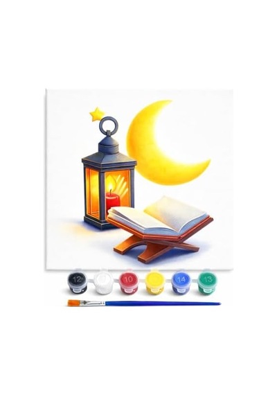 Ramazan Desenli Tuval Etkinlik Boyama Ramazan Süsleri, Ramazan Süslemeleri 20-20 Cm