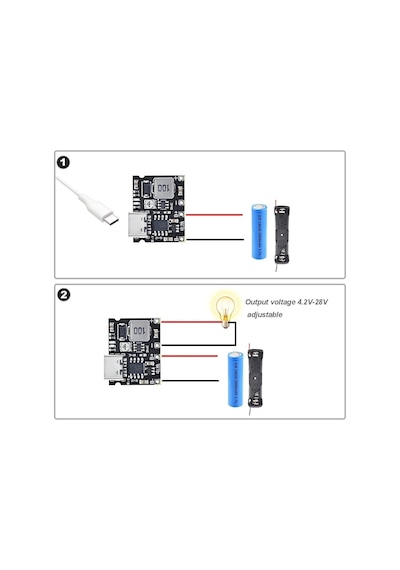 Tp4056 Type-c Li-ion 18650 Pil Şarj Devresi Dc-dc Voltaj Yükselticili
