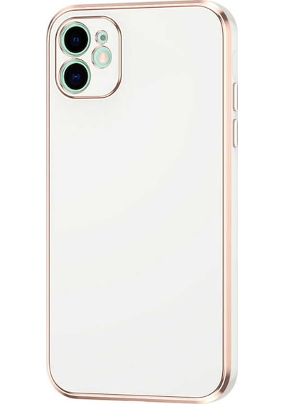 Kilifone - İphone 12 Uyumlu Kılıf Kenarları Parlak Altın Renkli Silikon Bark Kapak - Siyah - T20599