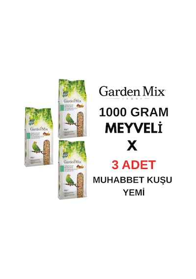 Garden Mix Platin Meyveli Muhabbet Kuşu Yemi 1000 Gr X 3 Adet