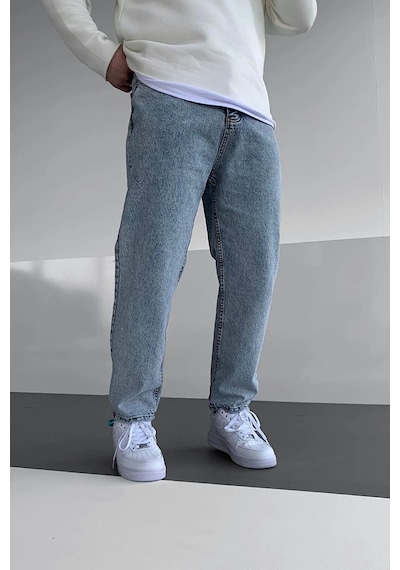 Buz Mavi Baggy Pantolon-Erkek Buz Mavi