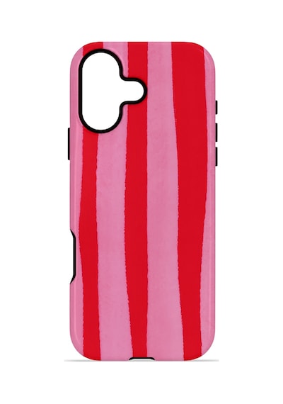 Apple iPhone Uyumlu 17 Vorian Çift Katmanlı Magsafe Kılıf Raspberry Bold Stripe