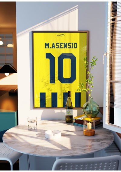 M.asensio 10 Yeni Sarı Lacivert Poster Tablo Siyah Çerçeveli