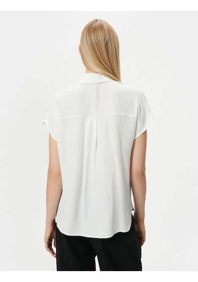 Koton Kısa Kollu Gömlek Düğmeli Regular Fit Kırık Beyaz 4sak60002ew 4SAK60002EW001 Ekru