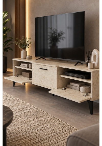 Sulorahome Ekru Traverten Desenli Suntalam Tv Sehpası 160x40 Cm Açık Kahverengi Sulorahome Ekru Traverten Desenli Suntalam Tv Sehpası 160x40 Cm Açık Kahverengi