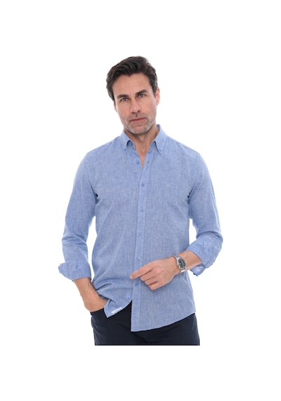 Slim Fit Uzun Kol Yaka Düğmeli Nefes Alan Keten Hediye Kutulu Erkek Gömlek Fs-004548 - Koyu Mavi-3242 Slim Fit Uzun Kol Yaka Düğmeli Nefes Alan Keten Hediye Kutulu Erkek Gömlek Fs-004548 - Koyu Mavi-3242