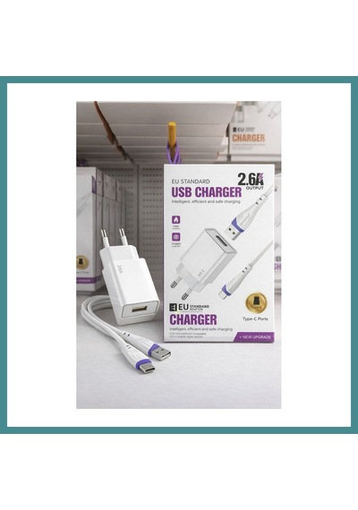 Trendexa 2.6a Usb Sarj Adaptoru + Type-c Sarj Kablosu Eu Mac Standart
