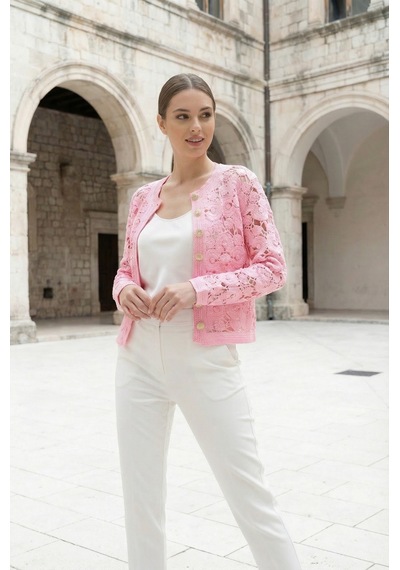 Sayzen Your Shine Gold Düğmeli Nakış Işlemeli Ceket Sy-shn2609 Pembe
