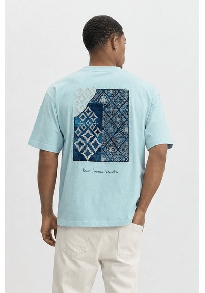 Respire Erkek Ffb Nakış Detaylı Oversize T-shirt Bebe Mavi Bebek Mavisi